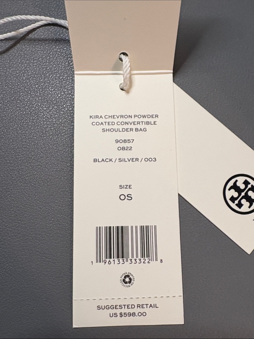 Tory Burch Kira Chevron Powder Coated  Convertible Shoulder Bag - Picture 9 of 12